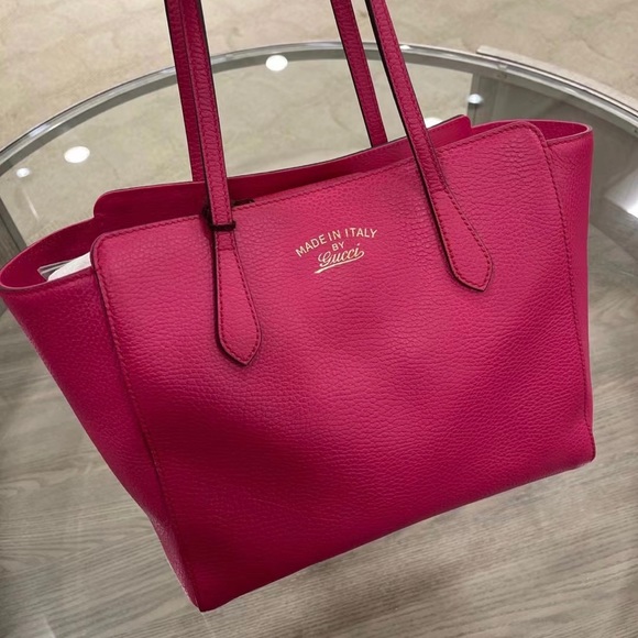 Gucci Handbags - Gucci Swing 354408 Leather Tote Bag Pink